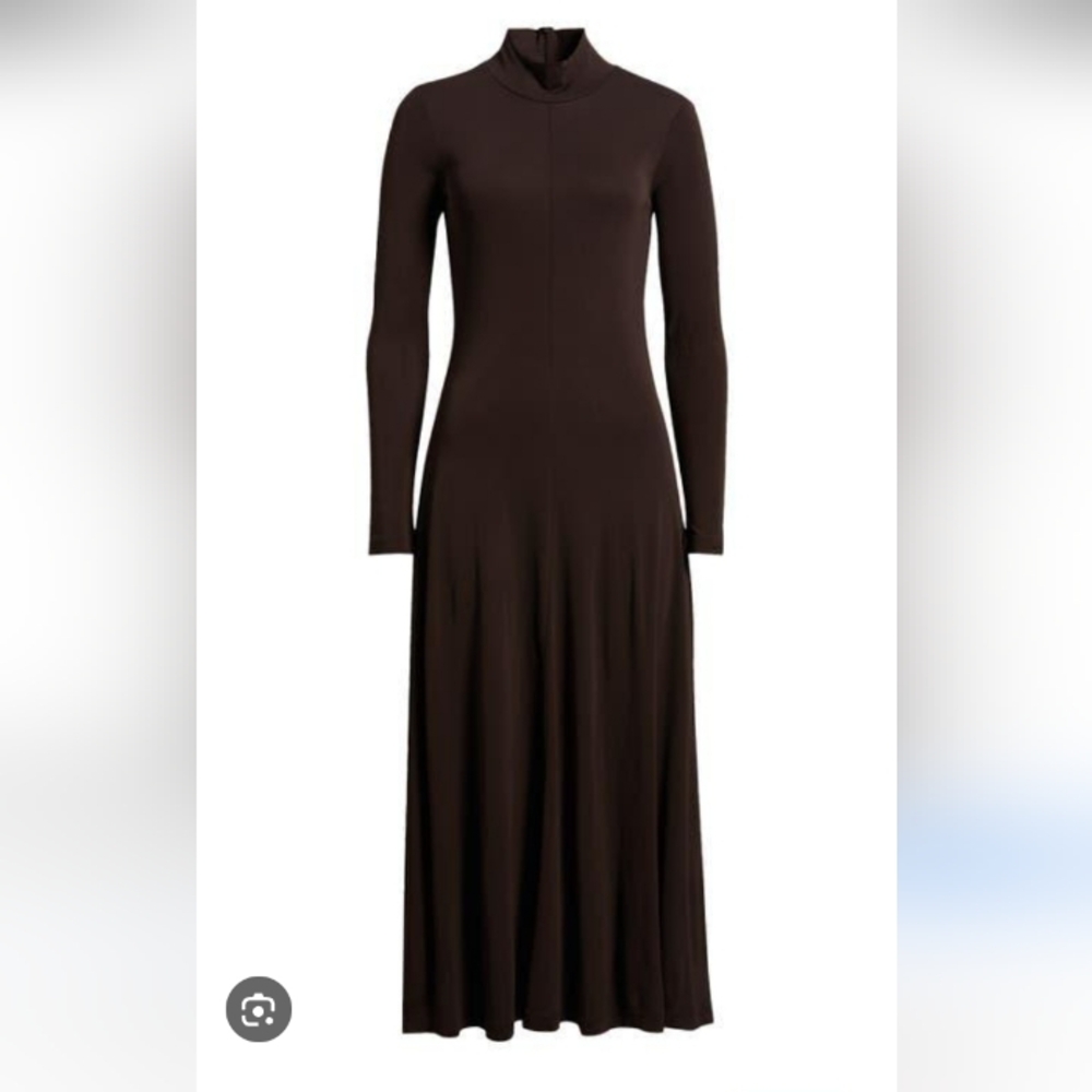 Nordstrom Brown Jersey Long Sleeve A Line Midi Dress Sz-M